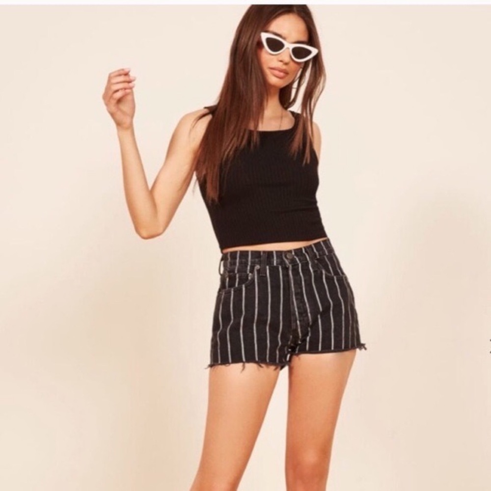 Reformation Dixie High Waist Pinstripe Shorts